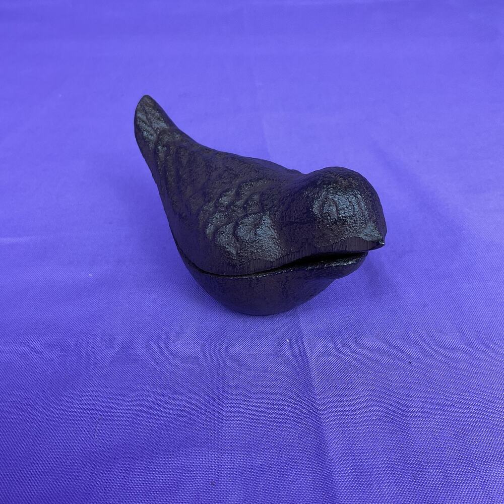 Vintage Style Cast Iron Bird Figurine Box - Heavy Metal Keepsake Container